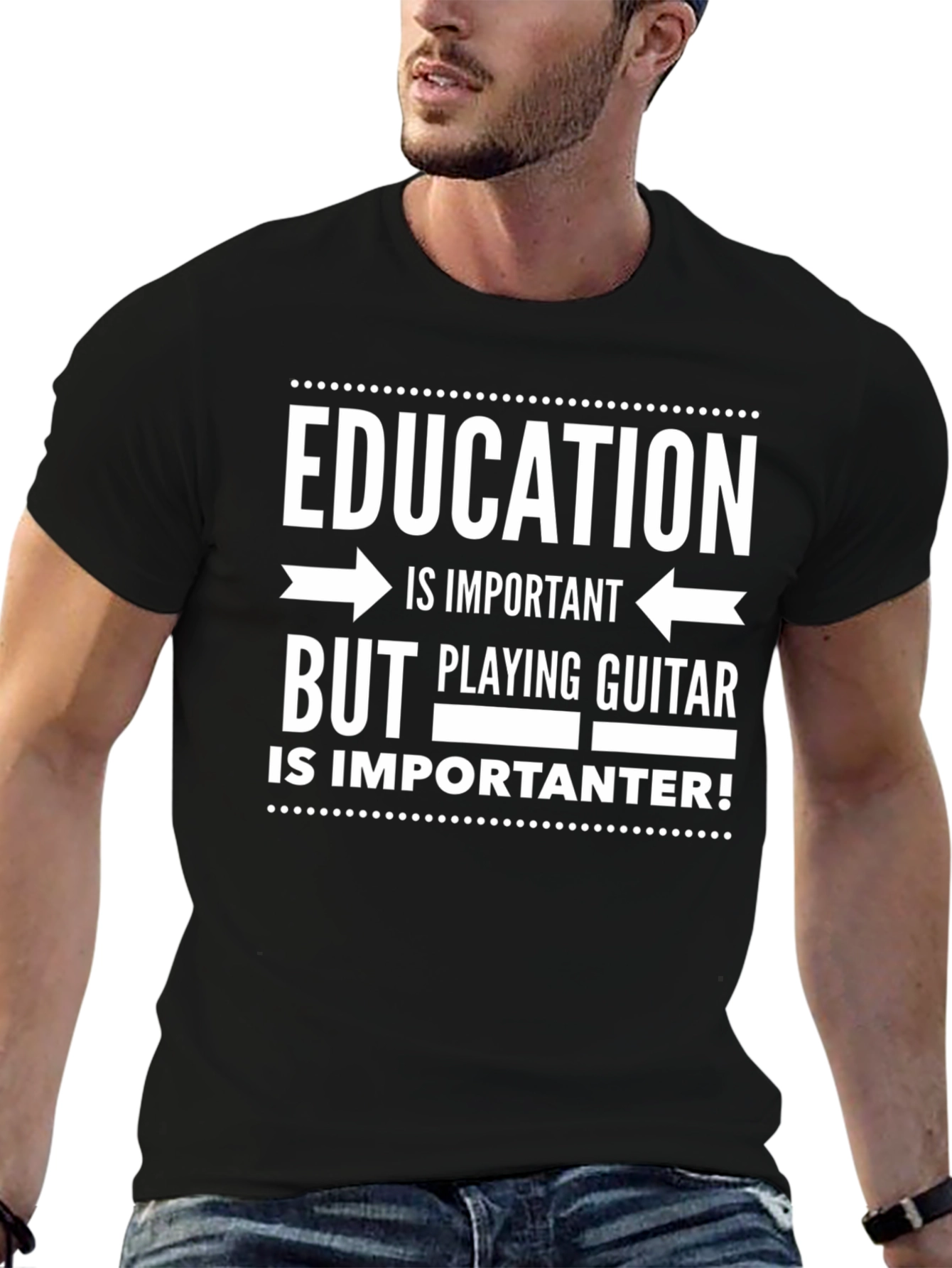Education Important? Guitar More! Mens Graphic Tee