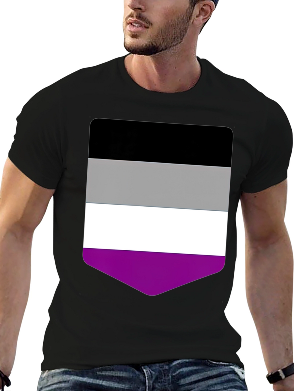Asexual Pride Flag T-Shirt - Black Crew Neck Tee