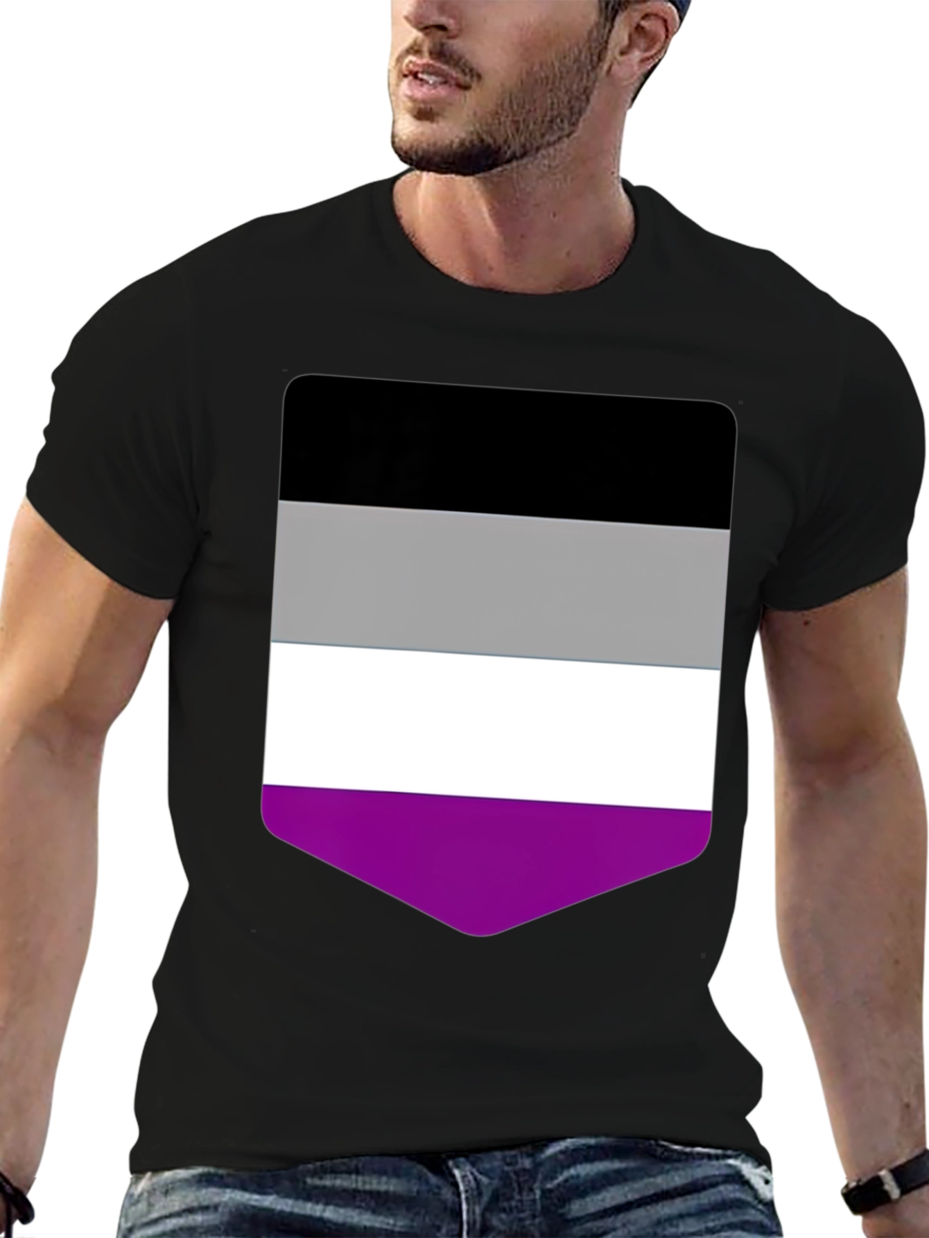 Asexual Pride Flag T-Shirt - Black Crew Neck Tee