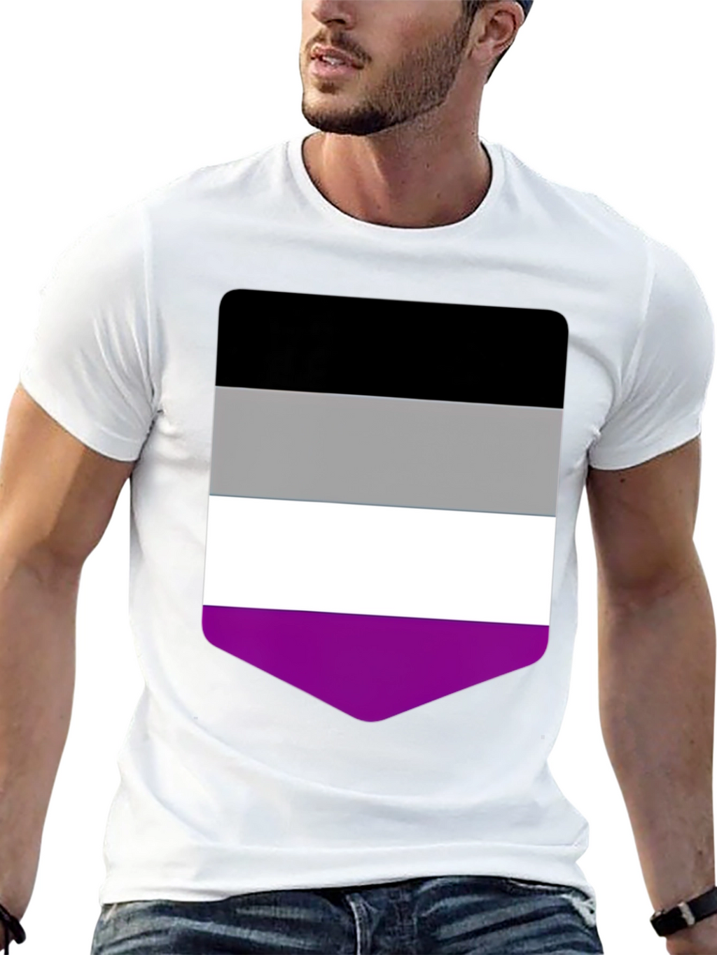 Asexual Pride Flag T-Shirt - Black Crew Neck Tee