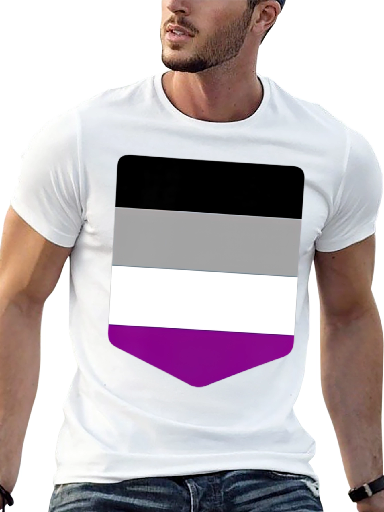 Asexual Pride Flag T-Shirt - Black Crew Neck Tee