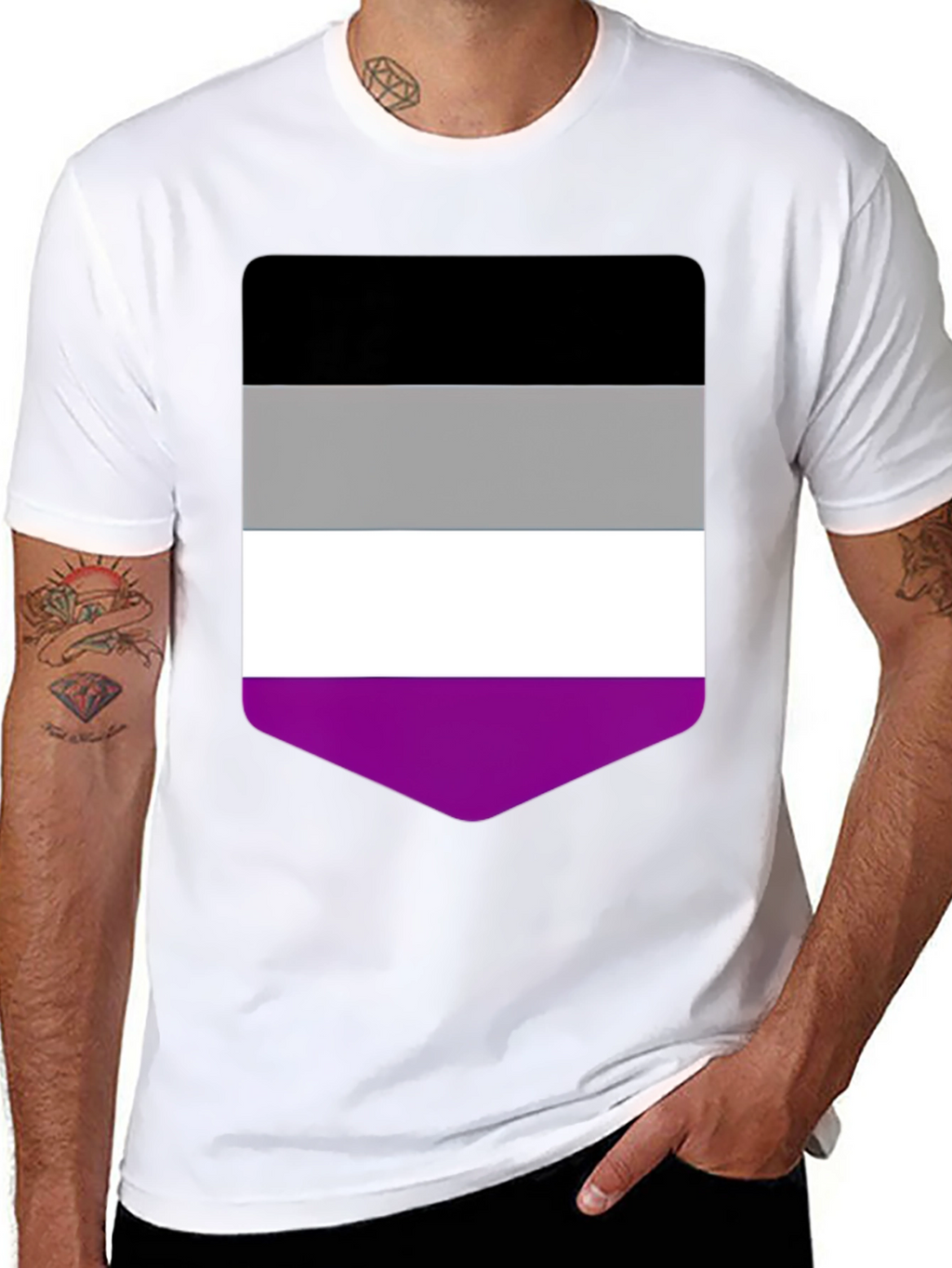Asexual Pride Flag T-Shirt - Black Crew Neck Tee