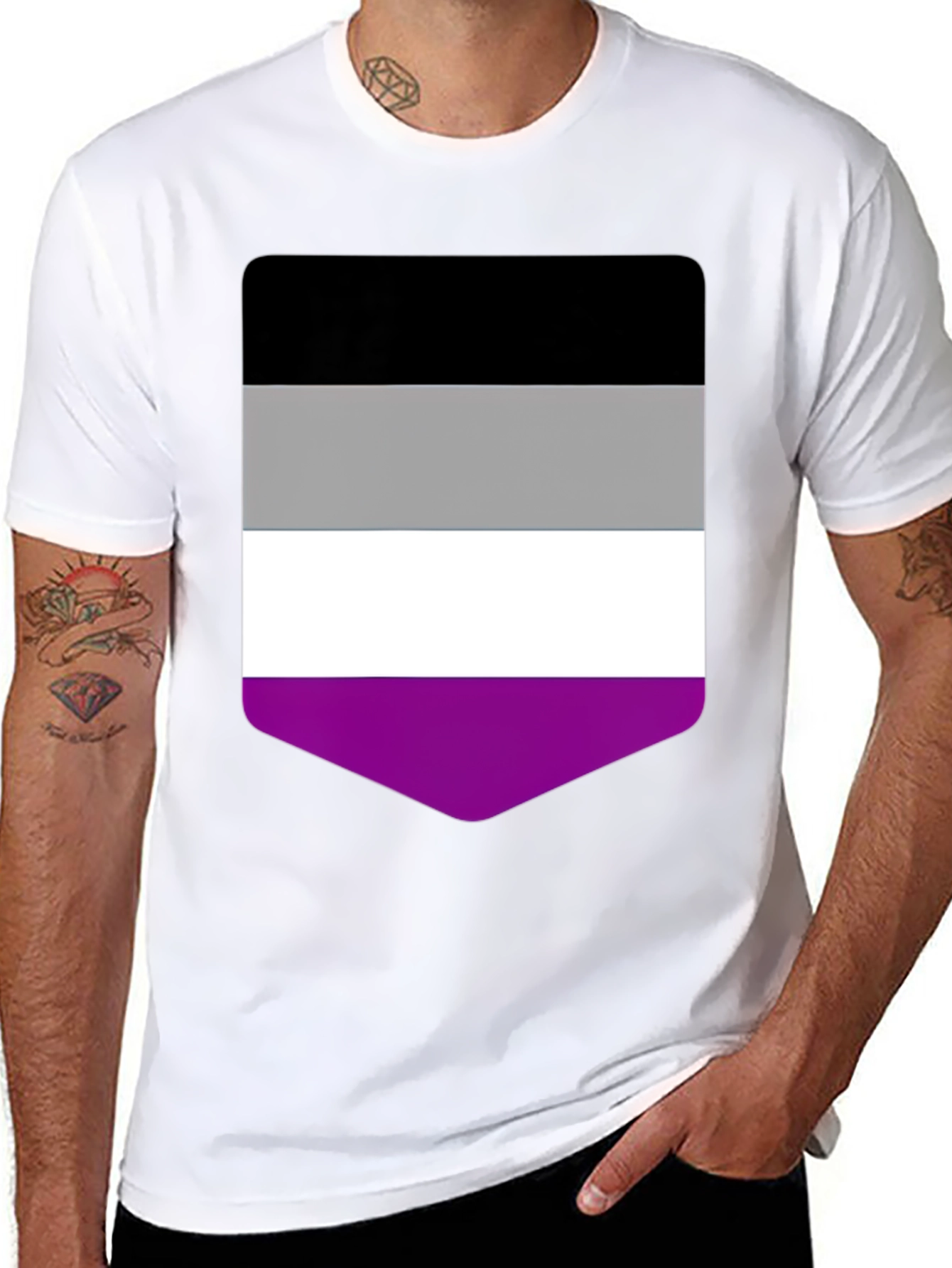 Asexual Pride Flag T-Shirt - Black Crew Neck Tee