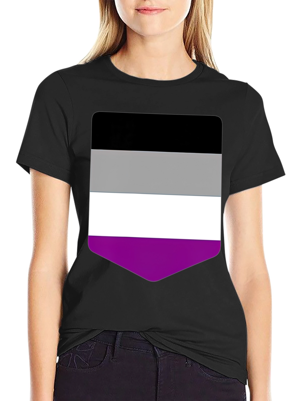 Asexual Pride Flag T-Shirt - Black Crew Neck Tee