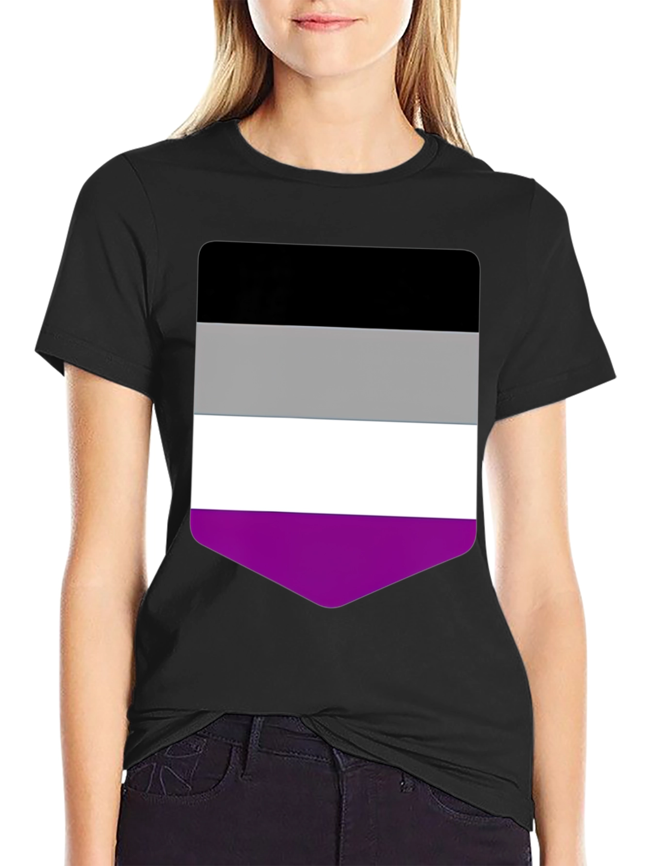 Asexual Pride Flag T-Shirt - Black Crew Neck Tee