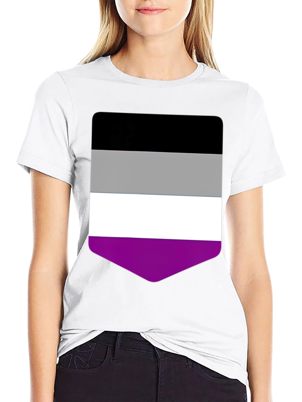 Asexual Pride Flag T-Shirt - Black Crew Neck Tee