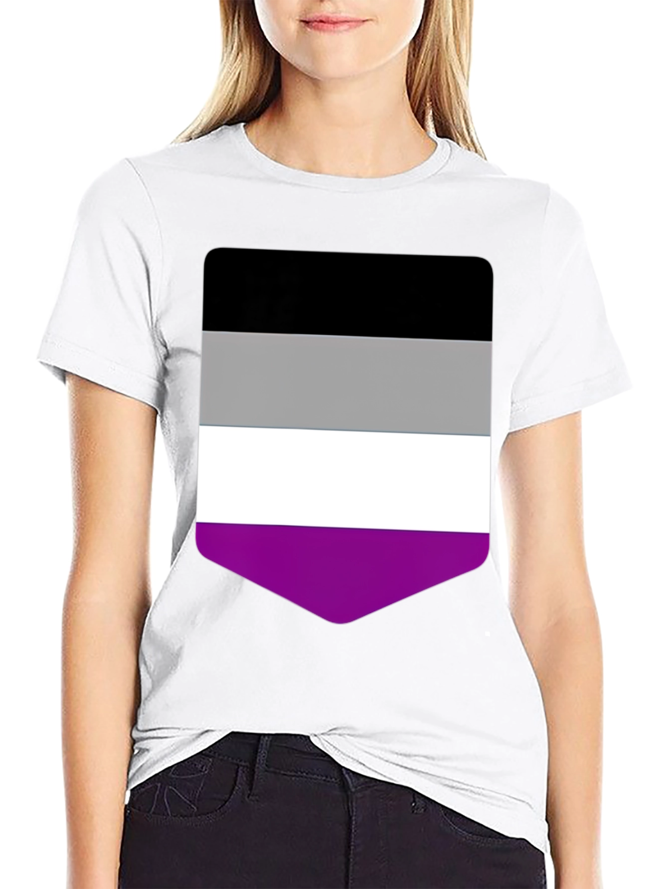Asexual Pride Flag T-Shirt - Black Crew Neck Tee