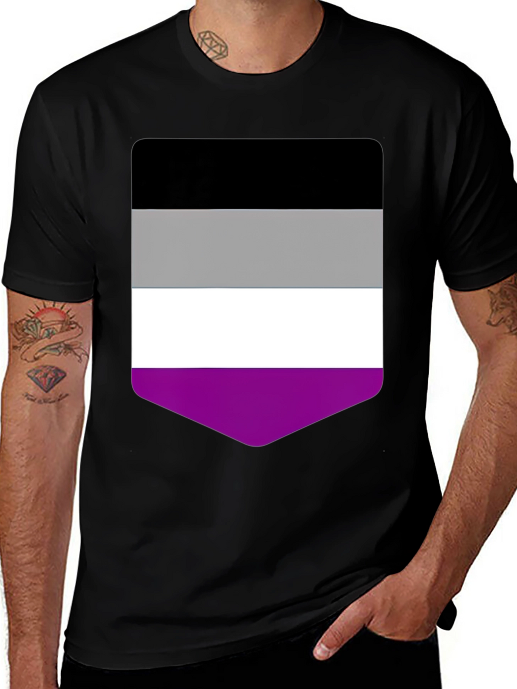 Asexual Pride Flag T-Shirt - Black Crew Neck Tee