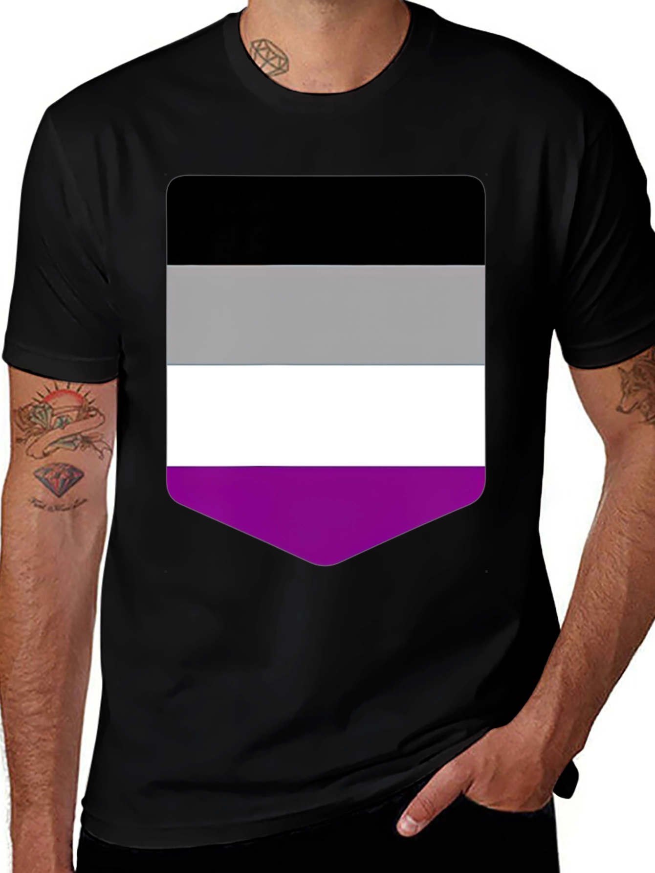 Asexual Pride Flag T-Shirt - Black Crew Neck Tee