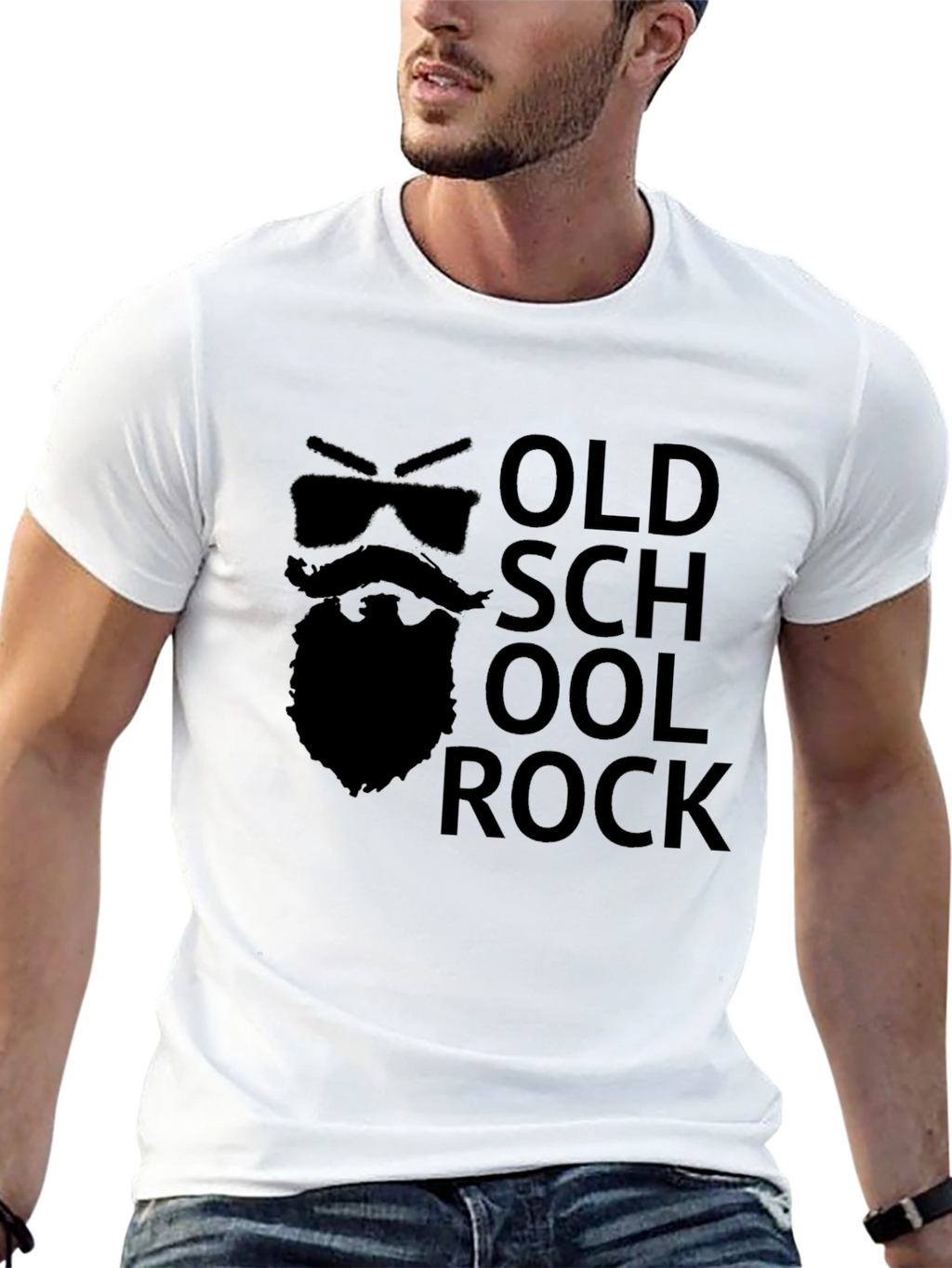 Old School Rock Graphic Tee - Black