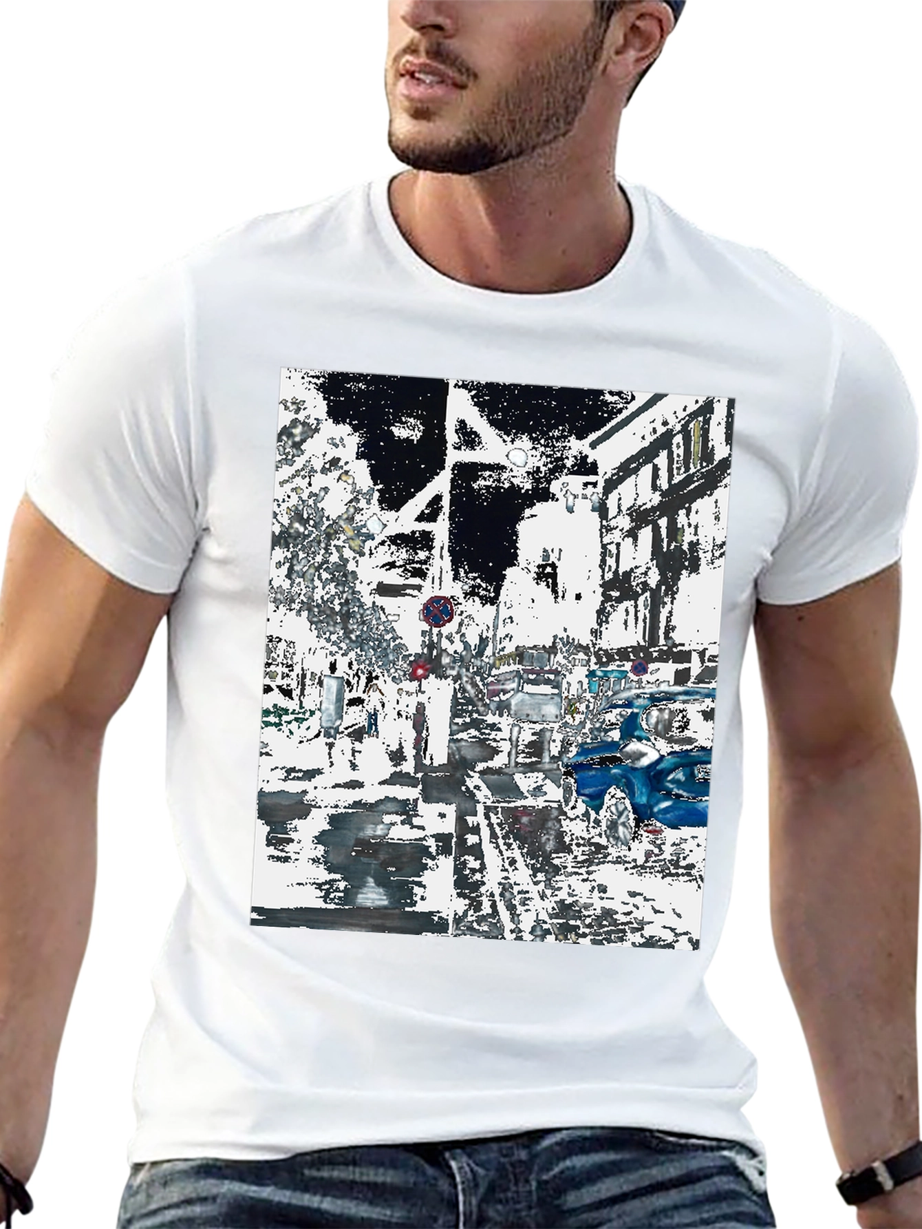 Urban Abstract Graphic Tee - Black