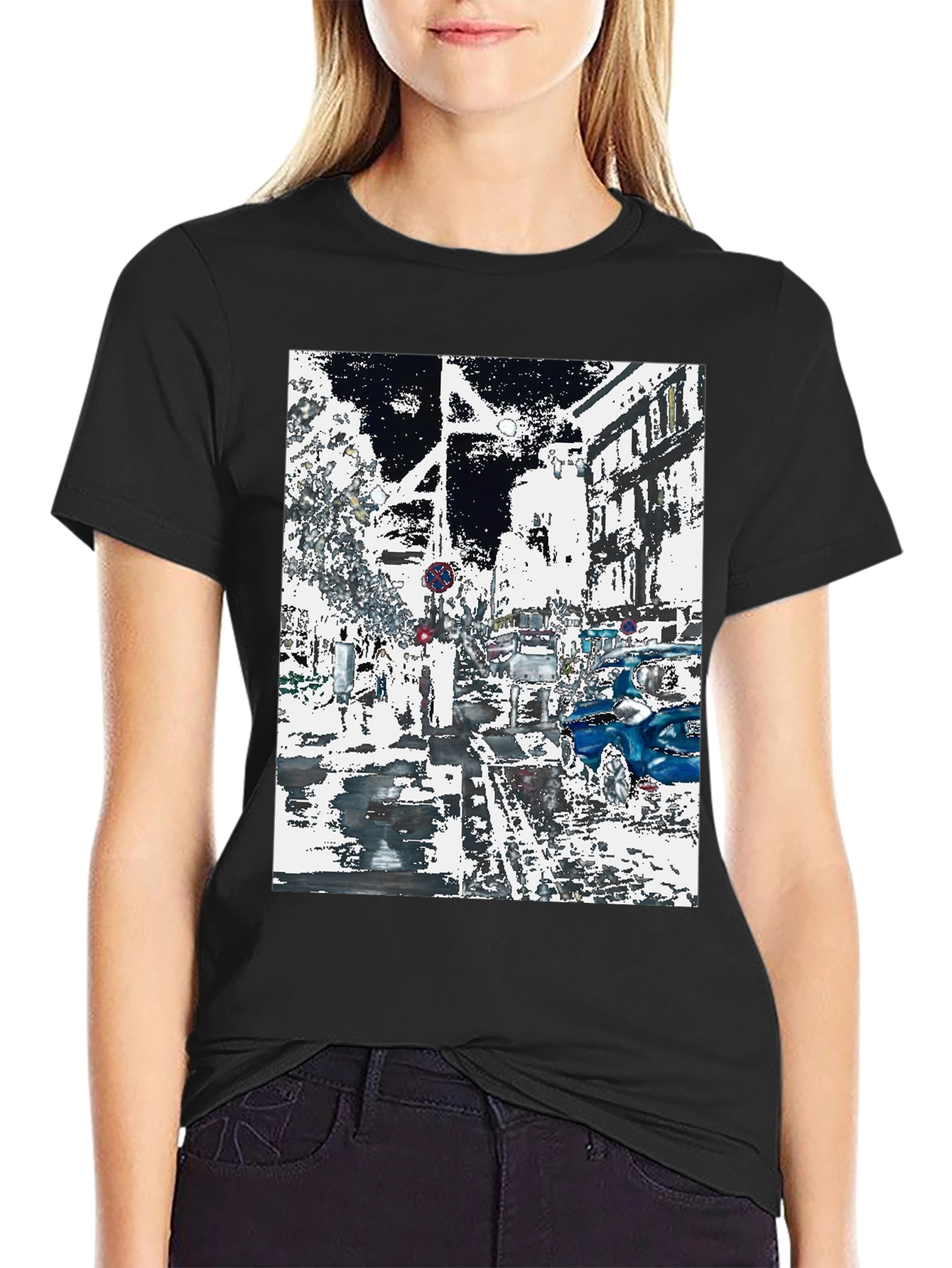 Urban Abstract Graphic Tee - Black