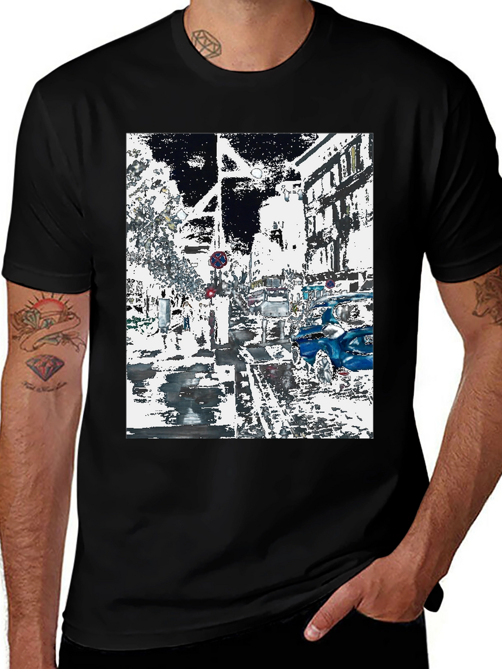 Urban Abstract Graphic Tee - Black