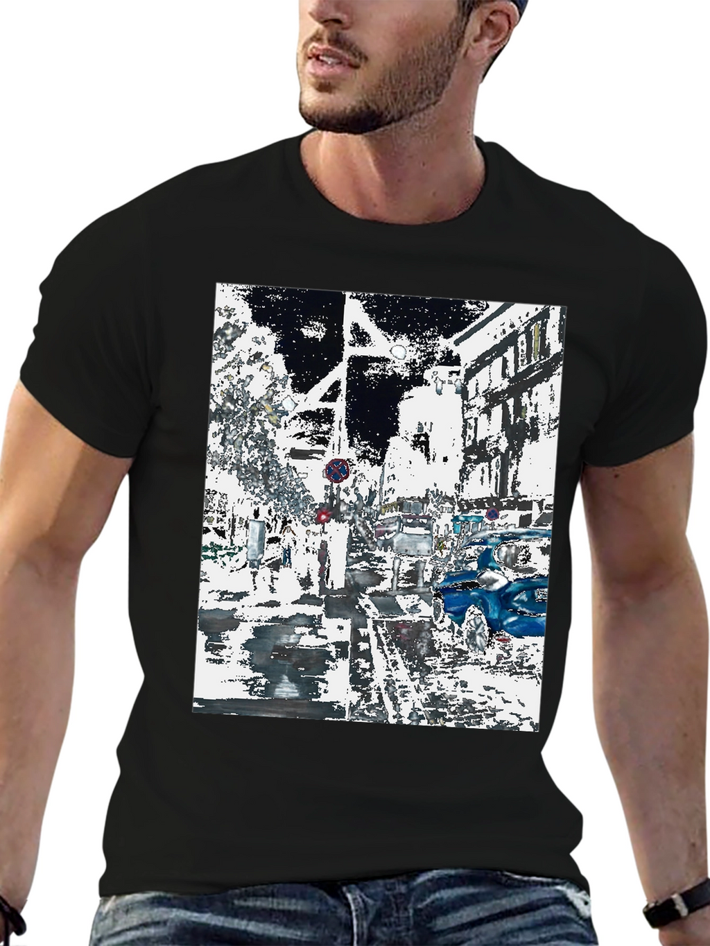 Urban Abstract Graphic Tee - Black