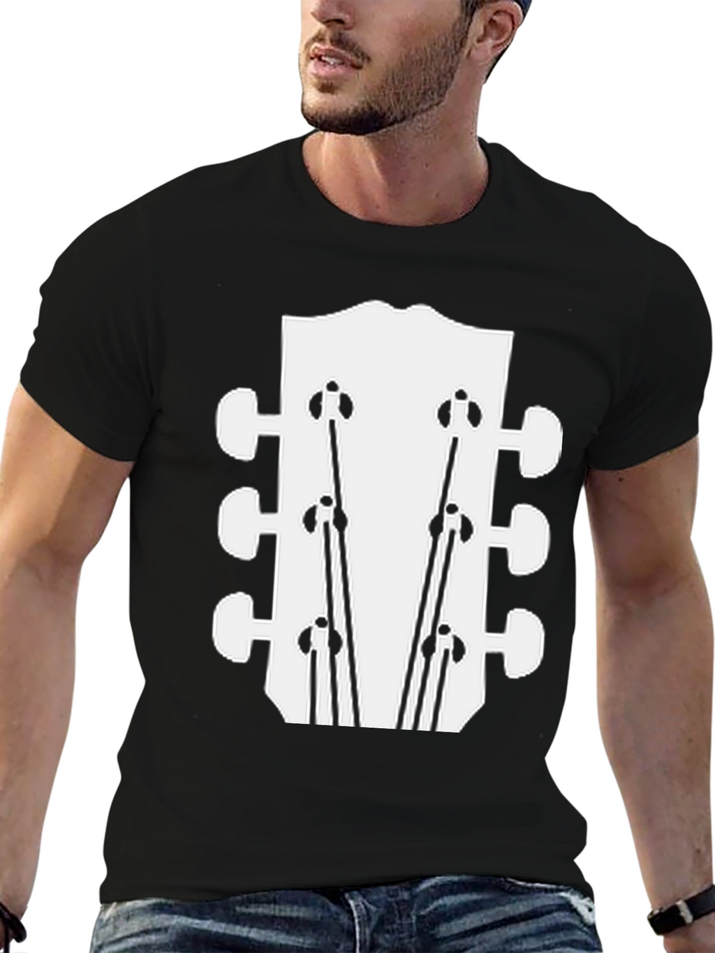 Guitar Headstock Graphic Tee - Black