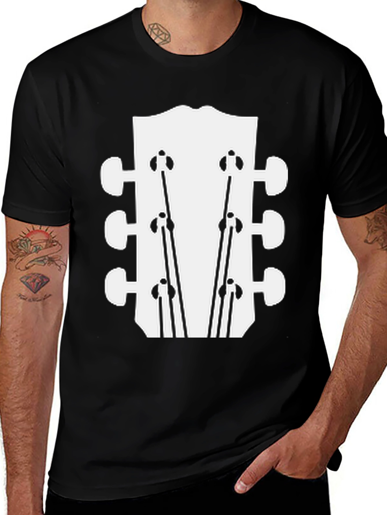Guitar Headstock Graphic Tee - Black