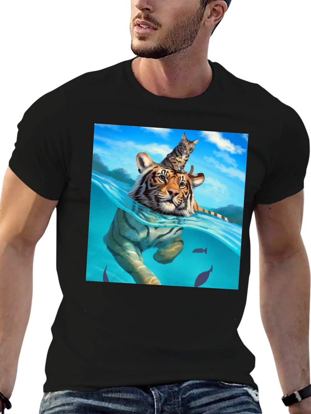 Tiger & Cat T-Shirt - Unique Graphic Tee
