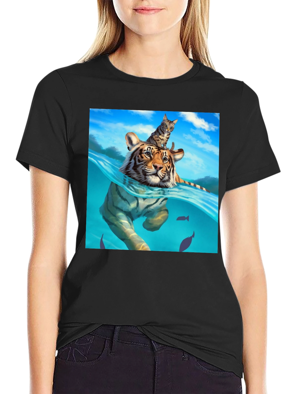 Tiger & Cat T-Shirt - Unique Graphic Tee