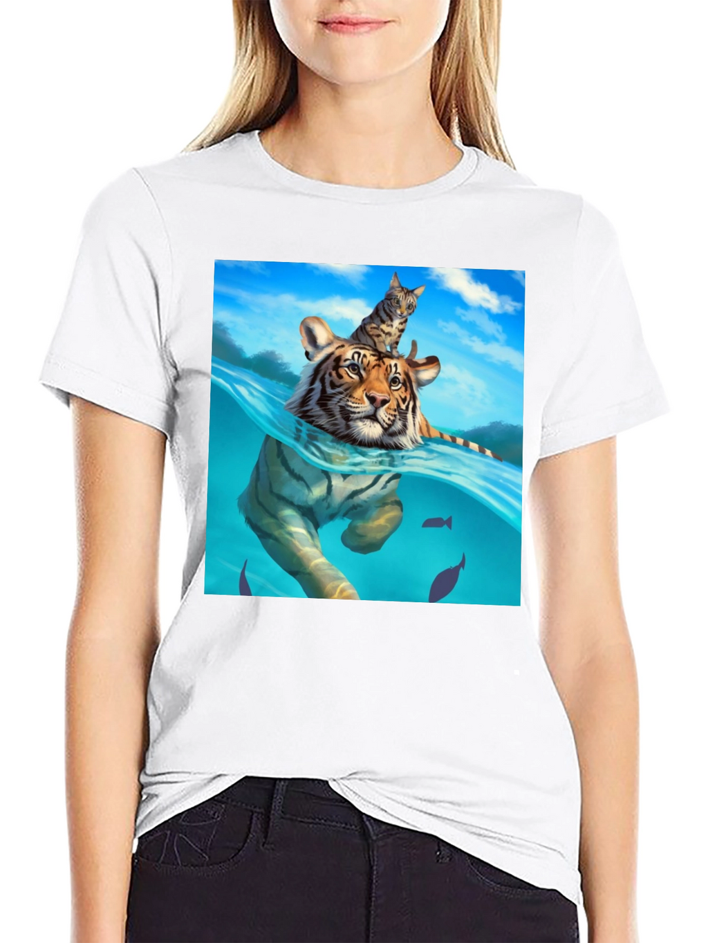 Tiger & Cat T-Shirt - Unique Graphic Tee