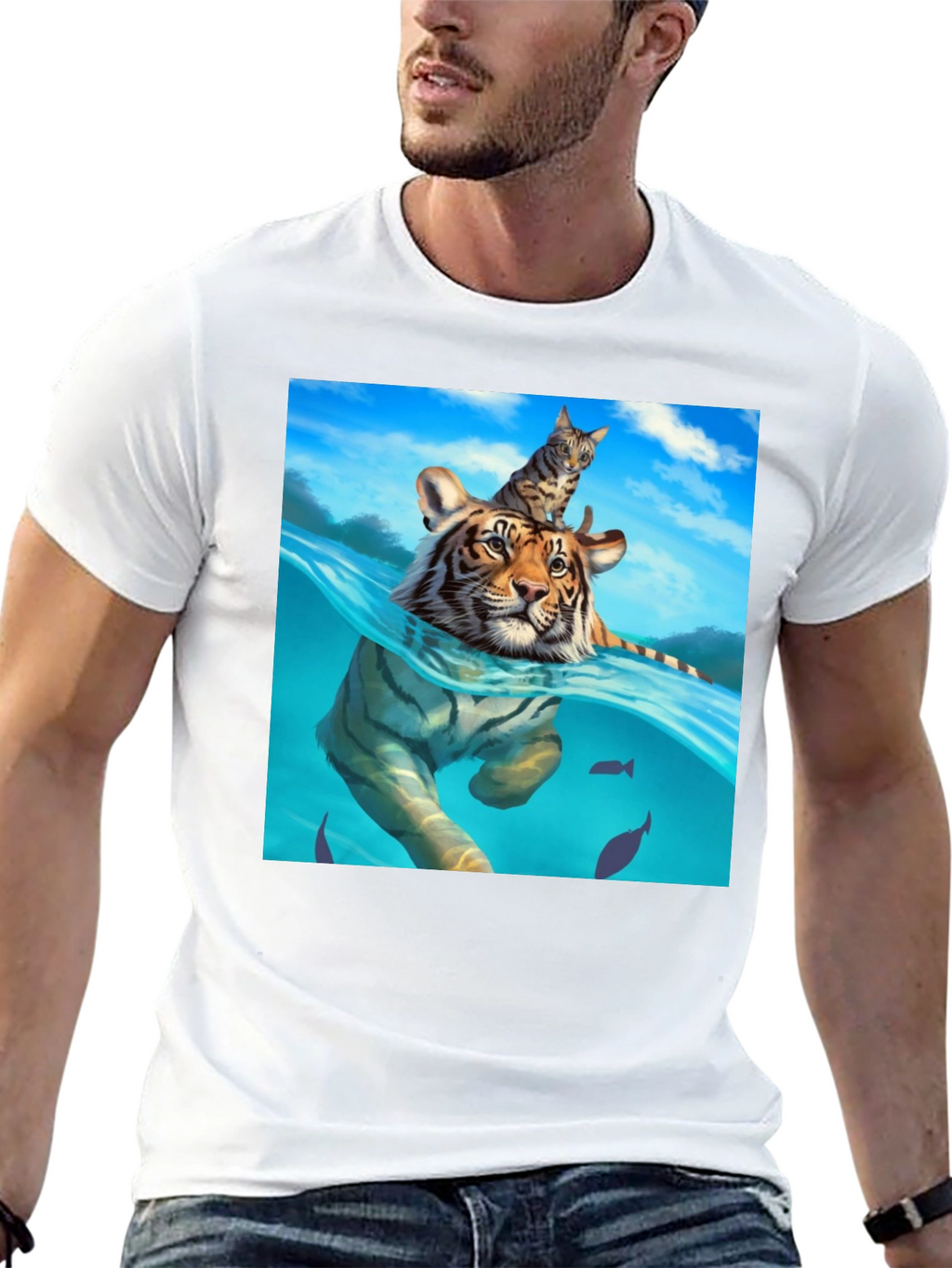 Tiger & Cat T-Shirt - Unique Graphic Tee