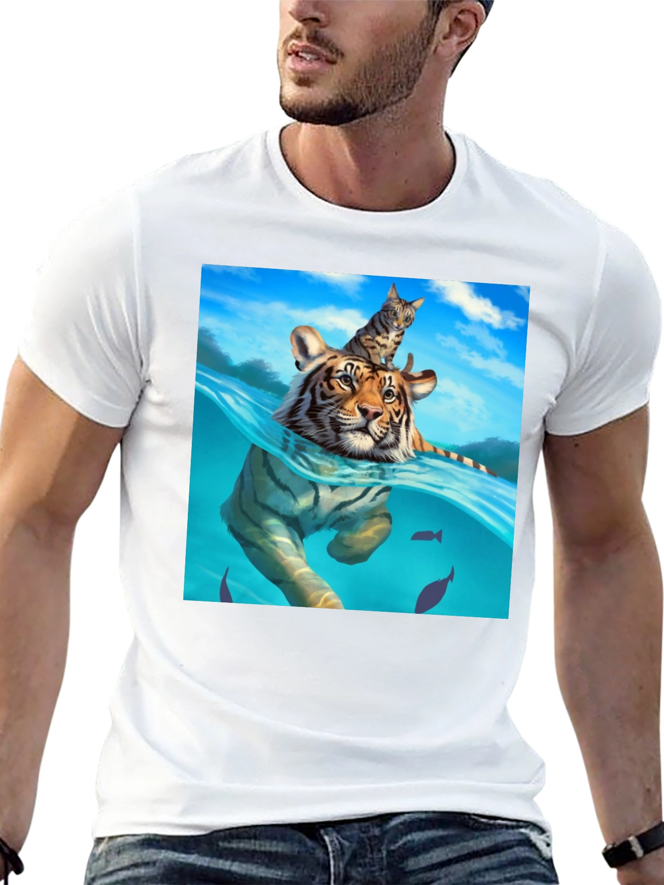 Tiger & Cat T-Shirt - Unique Graphic Tee
