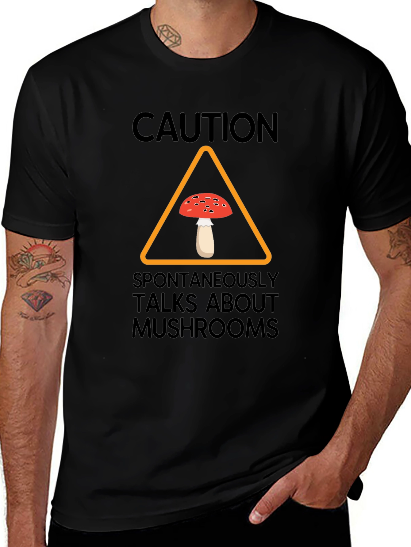Caution Spontaneously Talks About Mushrooms T-Shirt
