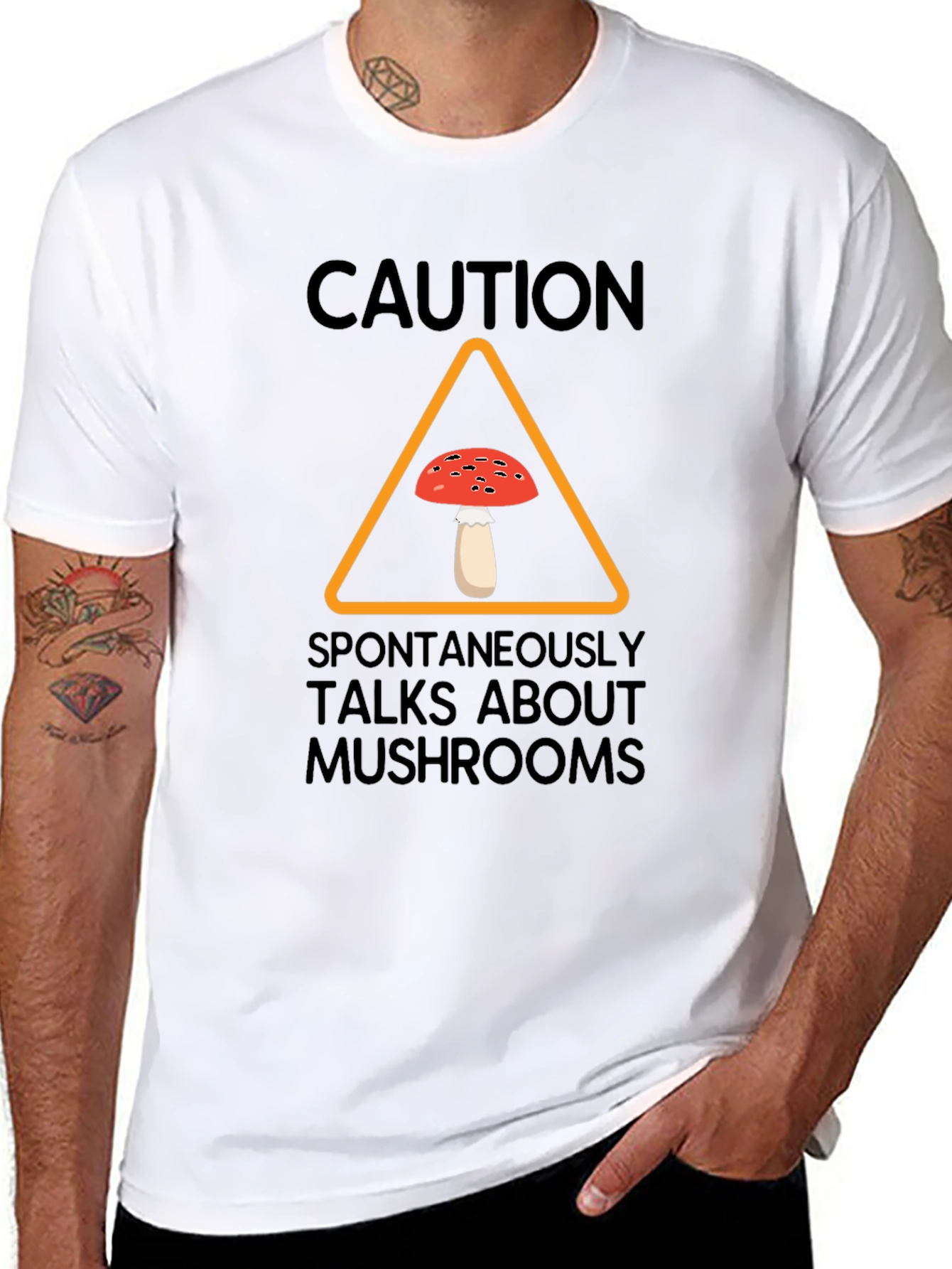 Caution Spontaneously Talks About Mushrooms T-Shirt