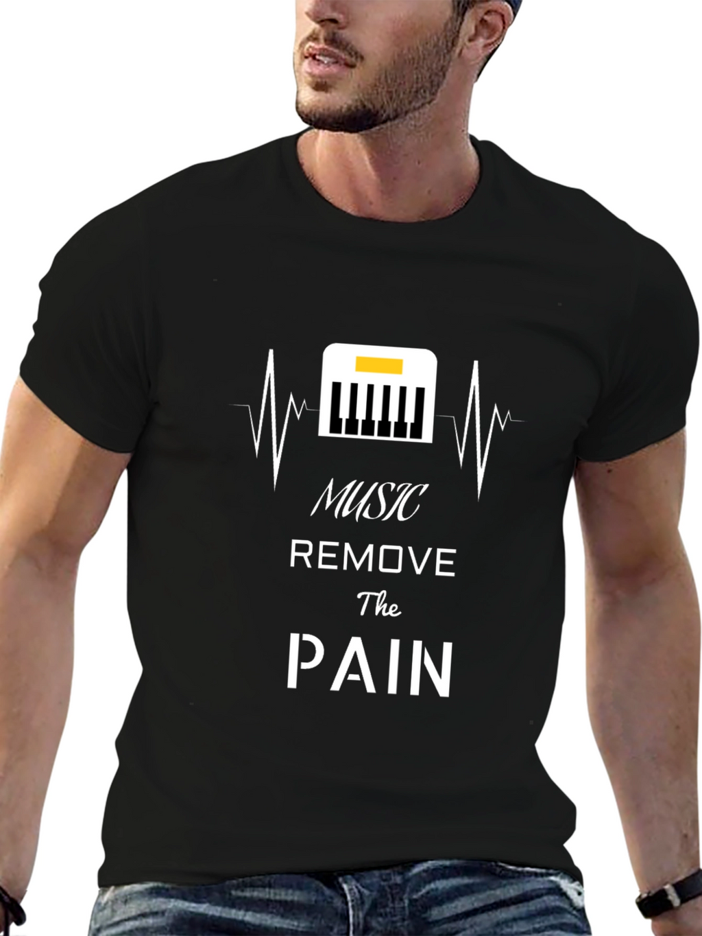 Music Removes Pain Black T-Shirt