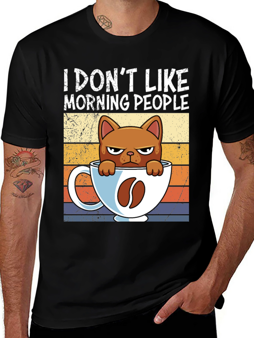 I Dont Like Morning People Cat Coffee T-Shirt