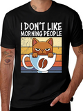 I Dont Like Morning People Cat Coffee T-Shirt