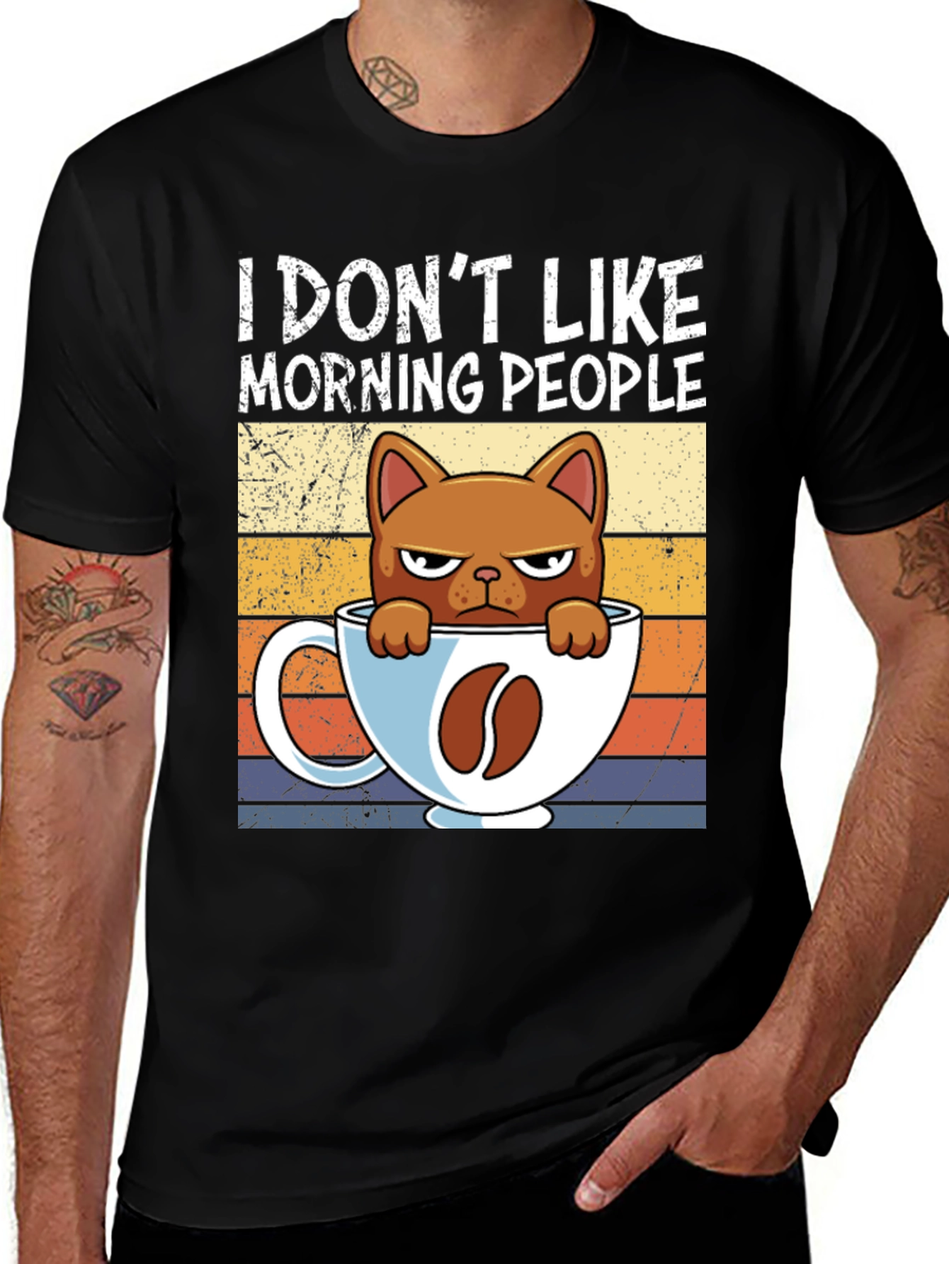 I Dont Like Morning People Cat Coffee T-Shirt
