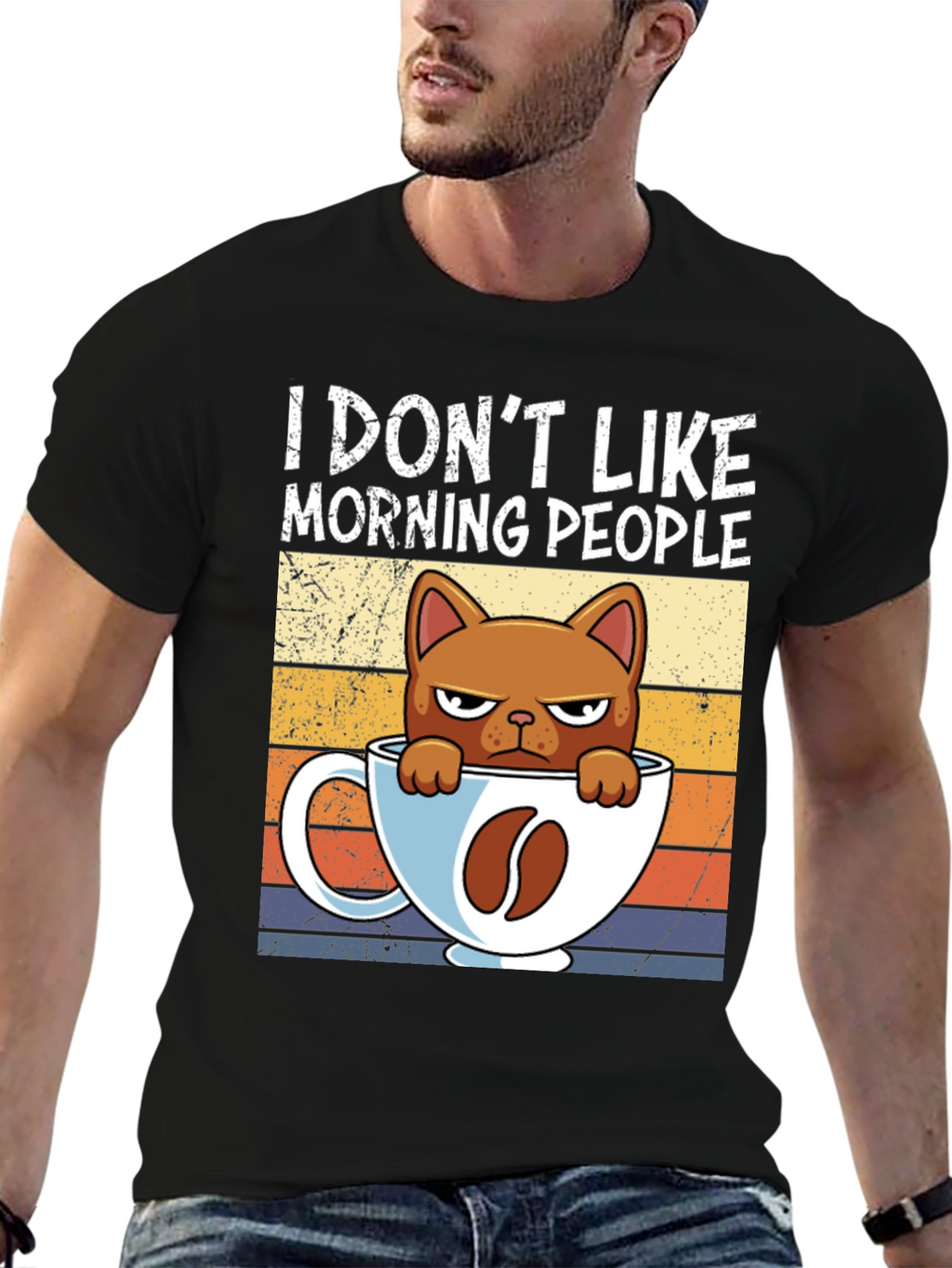 I Dont Like Morning People Cat Coffee T-Shirt