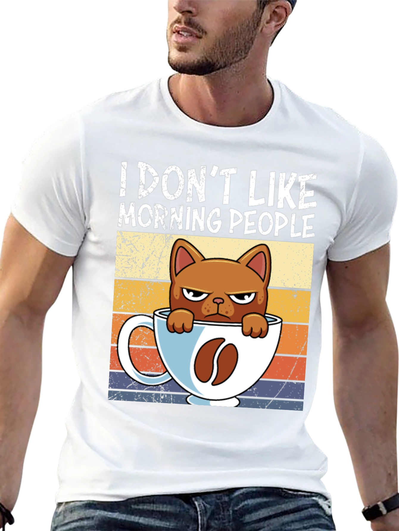 I Dont Like Morning People Cat Coffee T-Shirt