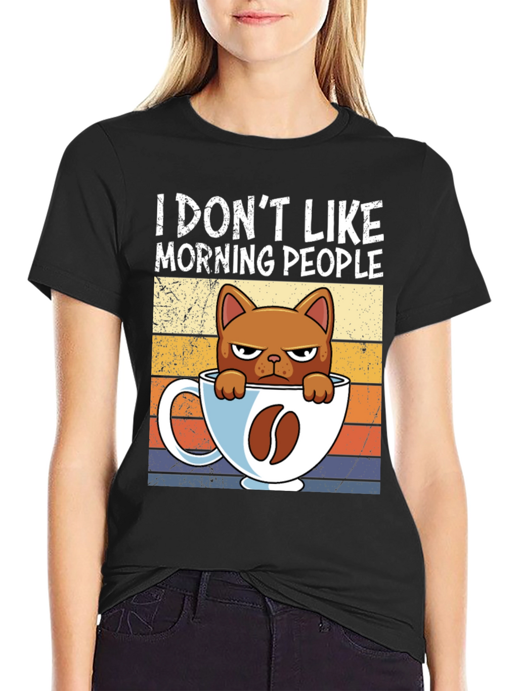 I Dont Like Morning People Cat Coffee T-Shirt