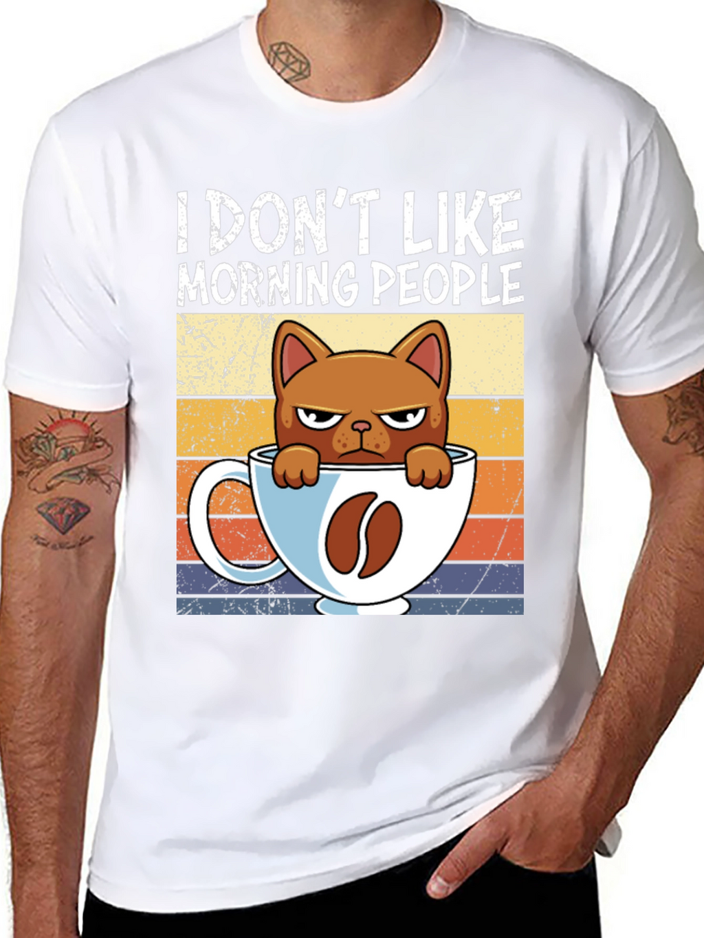 I Dont Like Morning People Cat Coffee T-Shirt
