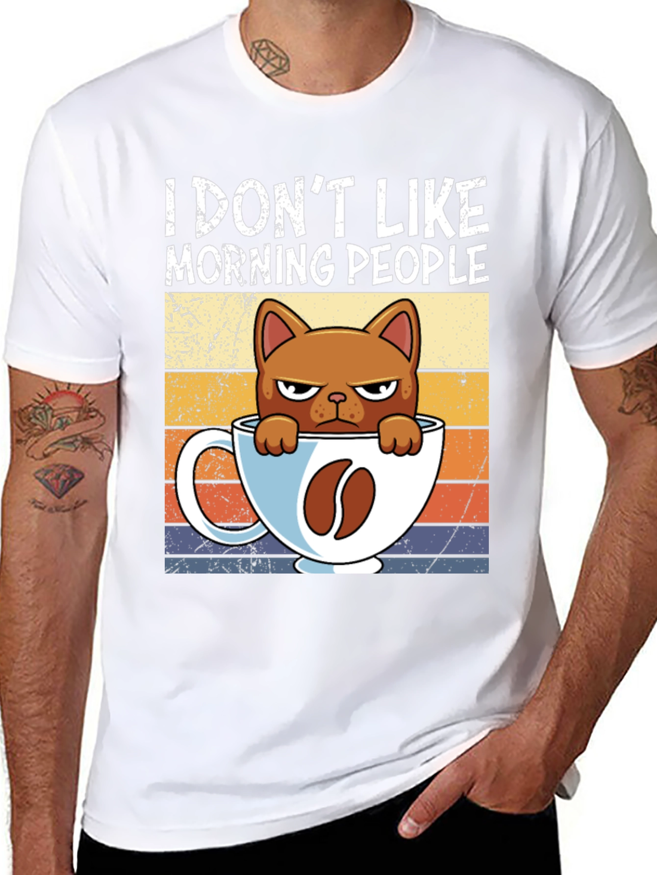 I Dont Like Morning People Cat Coffee T-Shirt