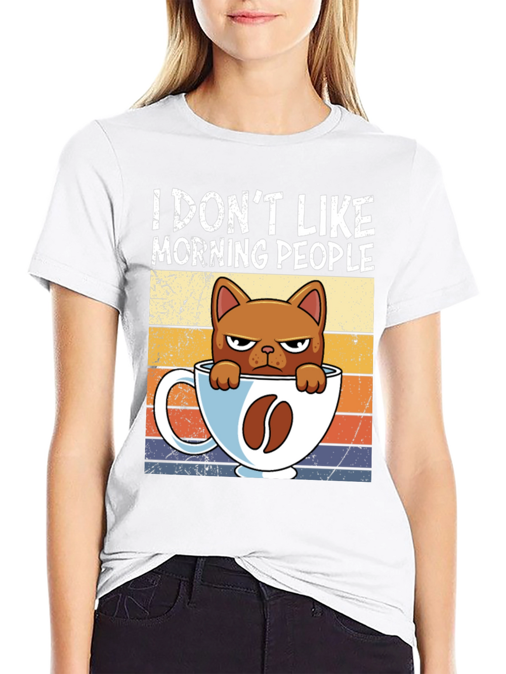 I Dont Like Morning People Cat Coffee T-Shirt
