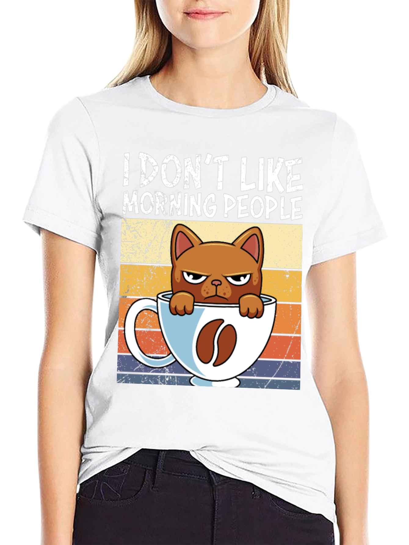 I Dont Like Morning People Cat Coffee T-Shirt