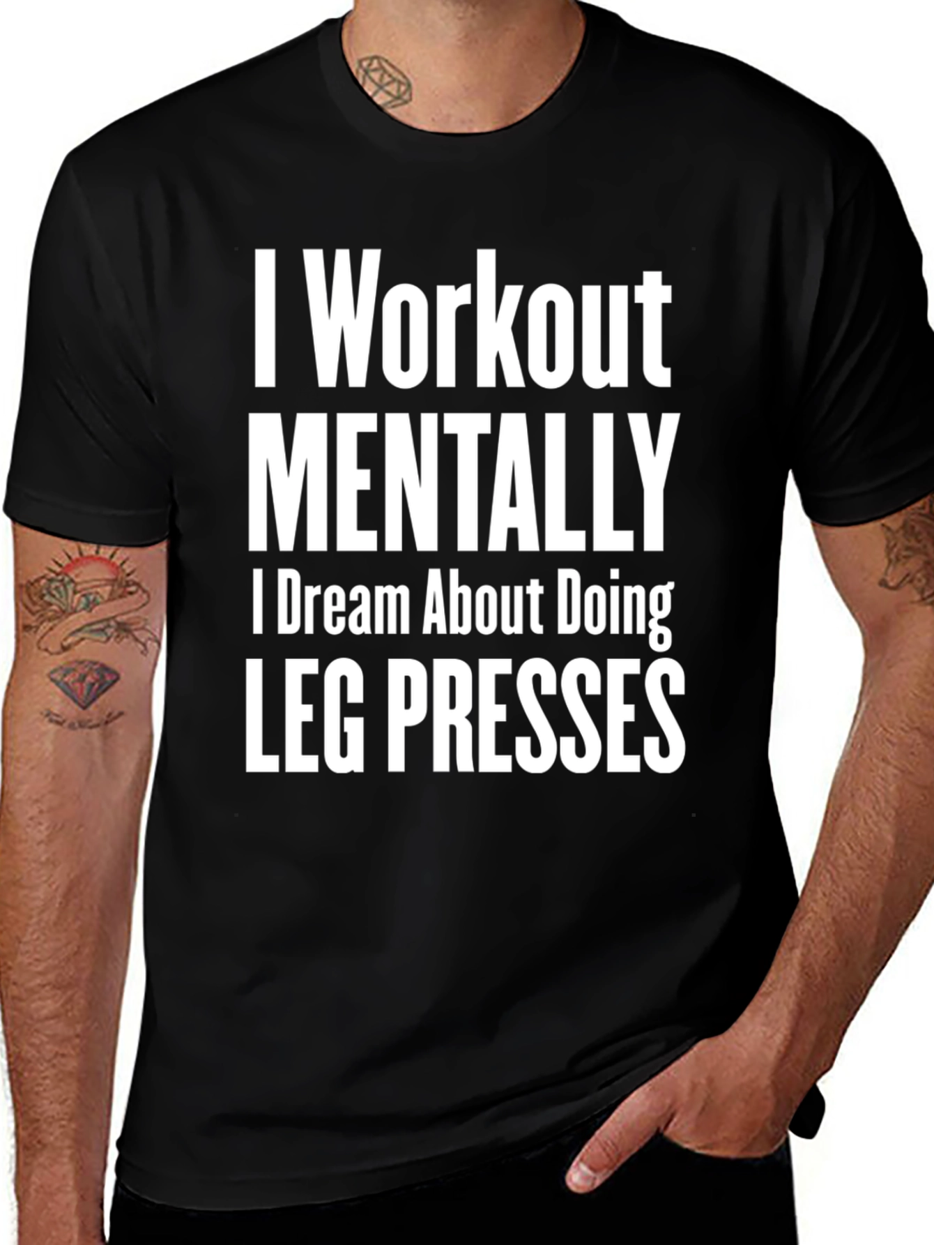 Workout Mentally Leg Press Black Tee