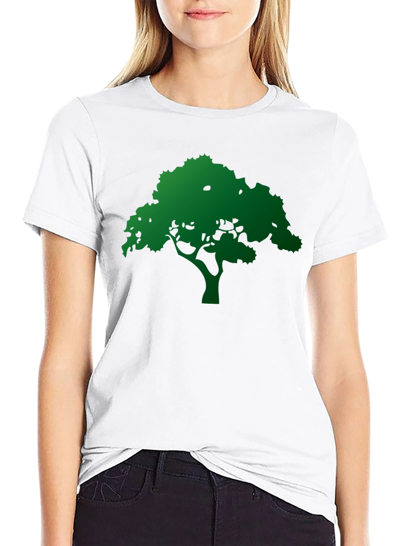 Green Tree Graphic Black T-Shirt