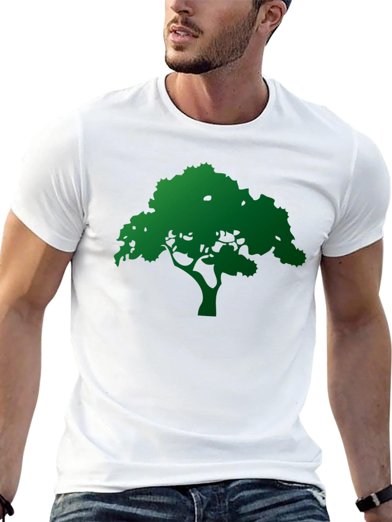 Green Tree Graphic Black T-Shirt