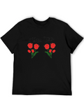 Happy Easter Tulip Graphic Black T-Shirt