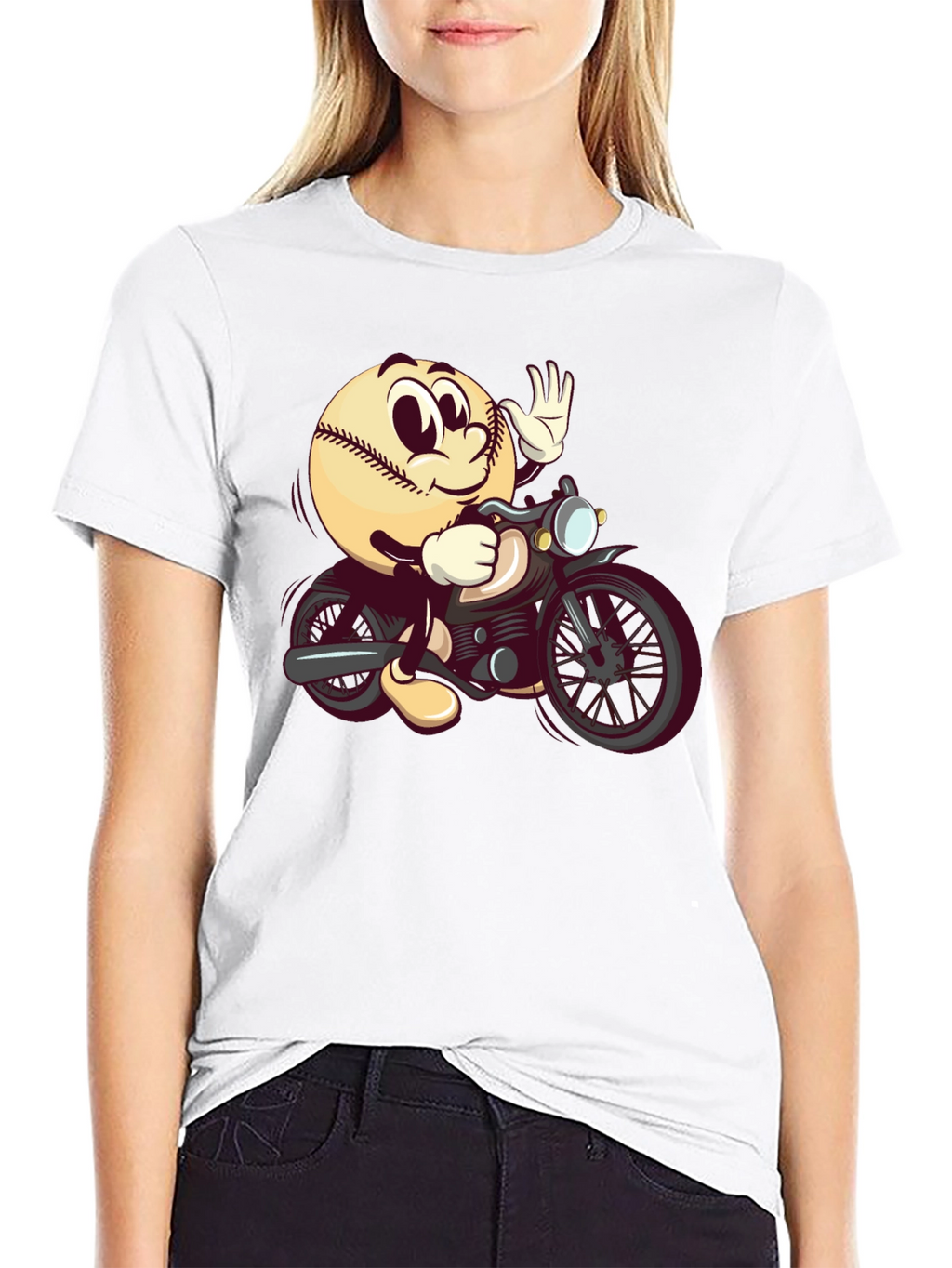 Baseball Rider Graphic Tee - Novelty Cartoon T-Shirt