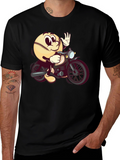Baseball Rider Graphic Tee - Novelty Cartoon T-Shirt