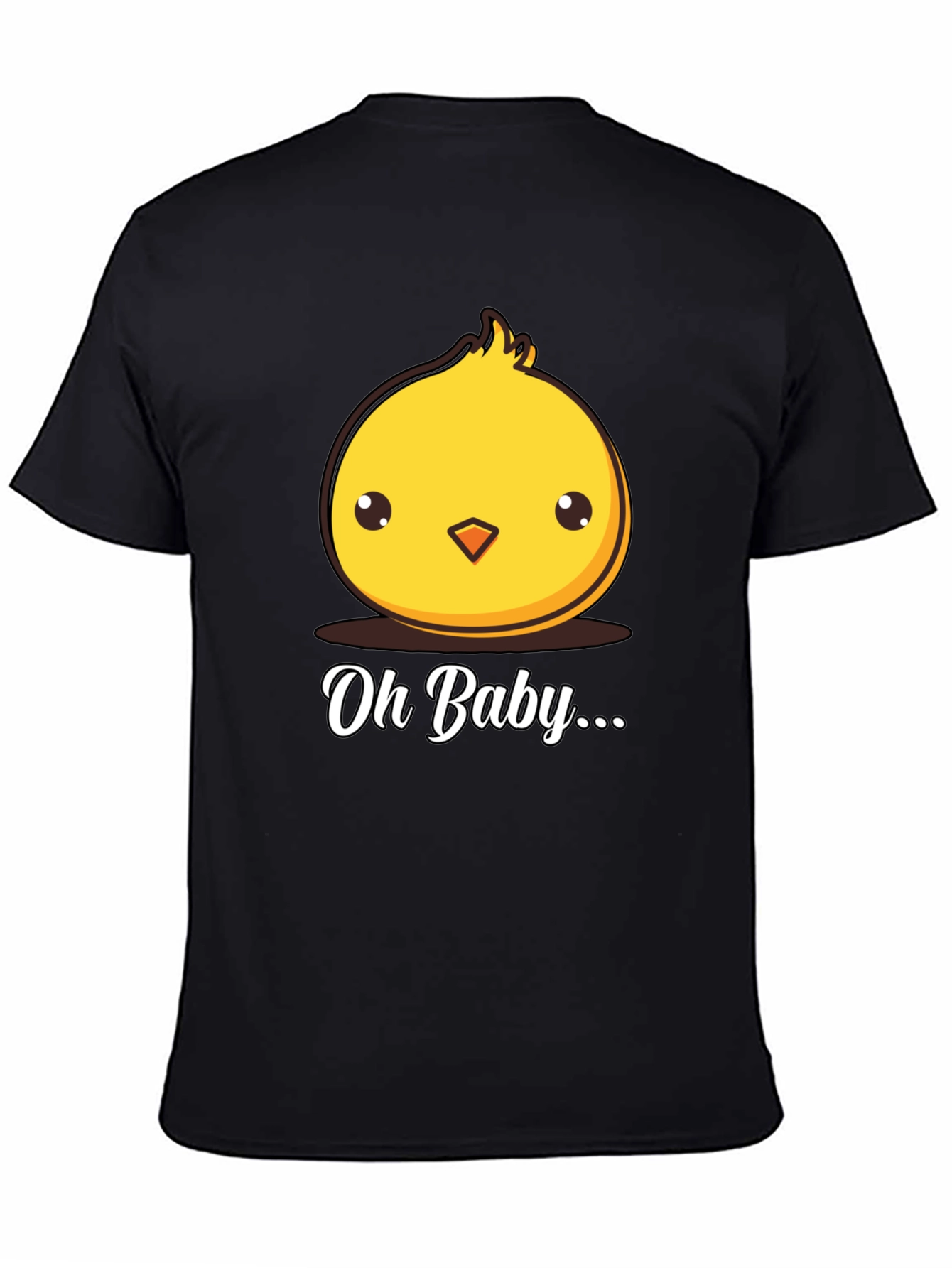 Cute Chick Oh Baby Graphic Black T-Shirt