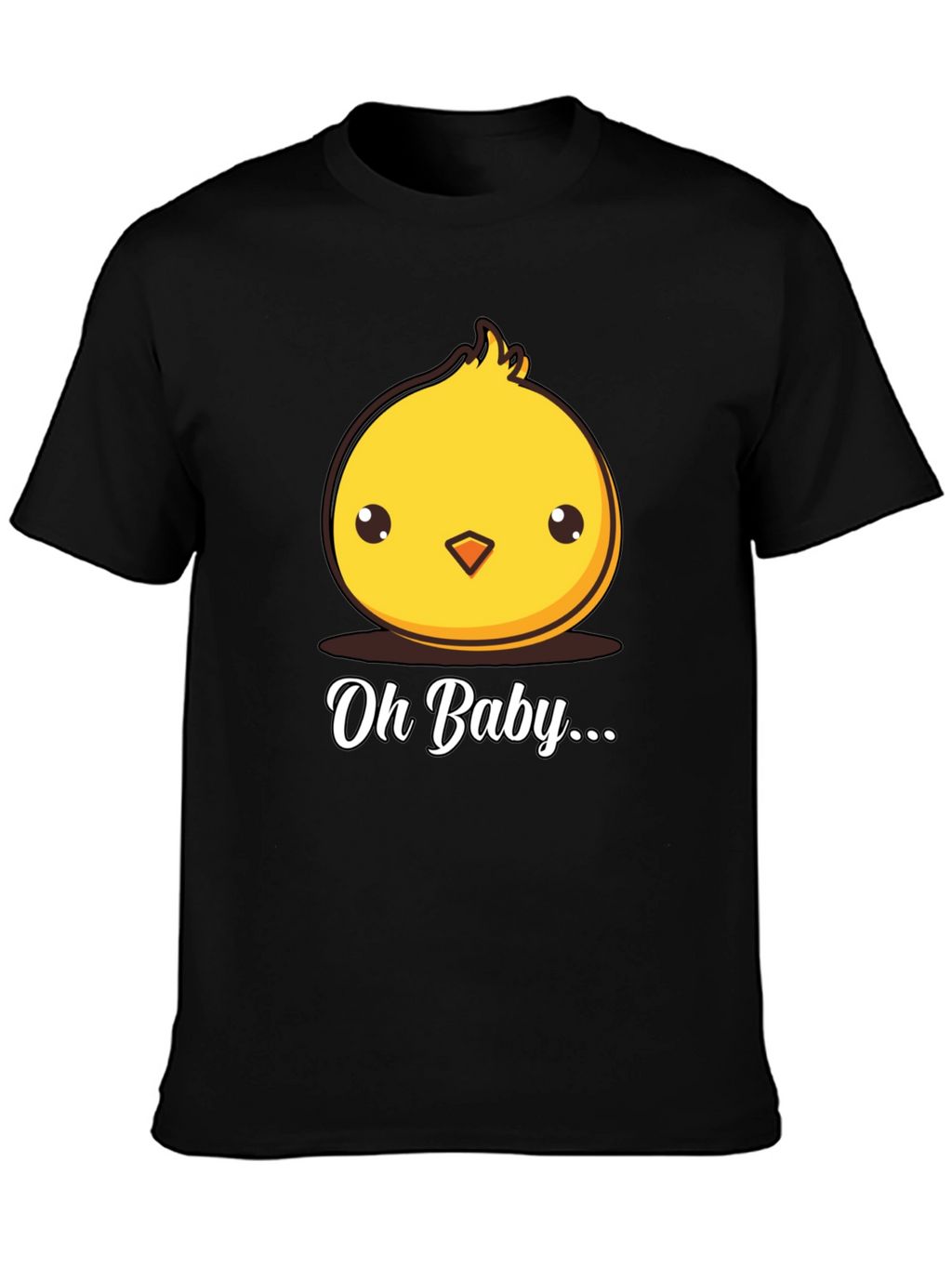 Cute Chick Oh Baby Graphic Black T-Shirt