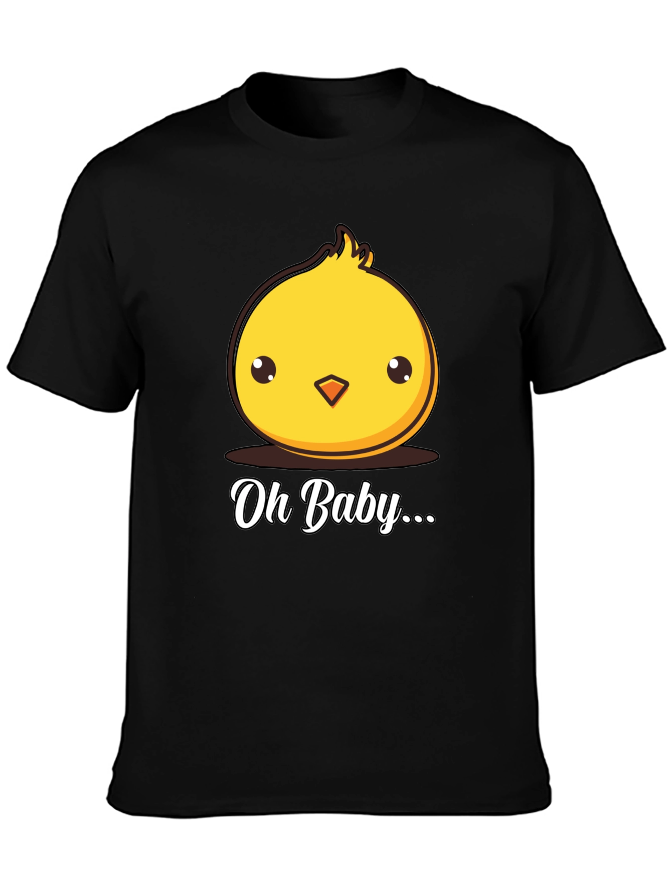Cute Chick Oh Baby Graphic Black T-Shirt