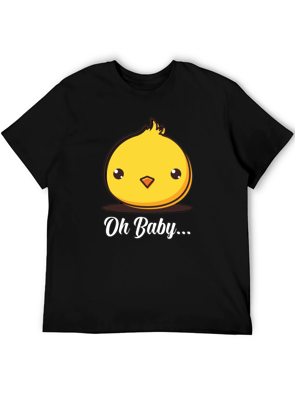 Cute Chick Oh Baby Graphic Black T-Shirt