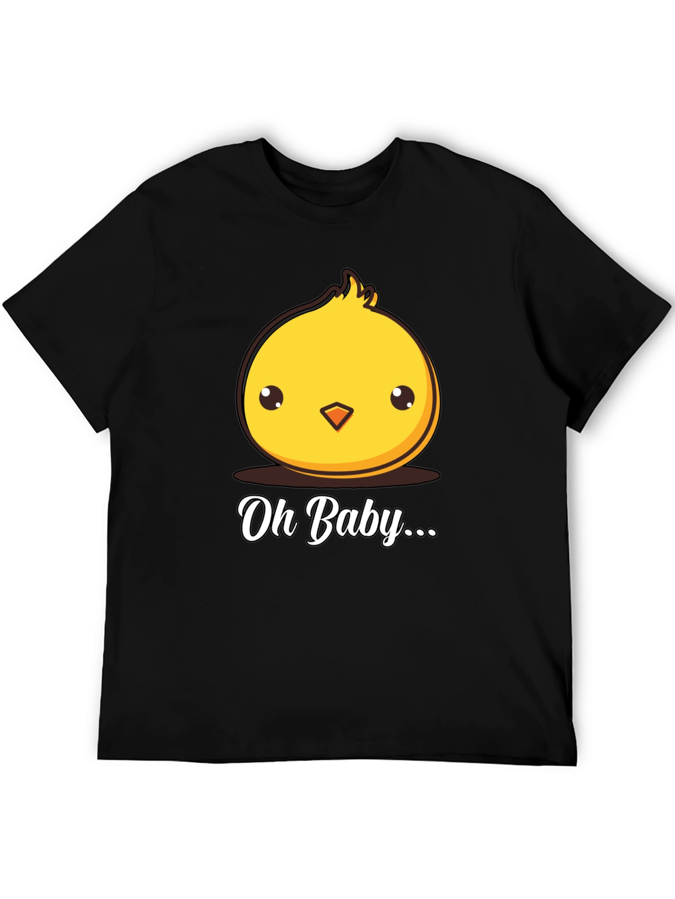Cute Chick Oh Baby Graphic Black T-Shirt