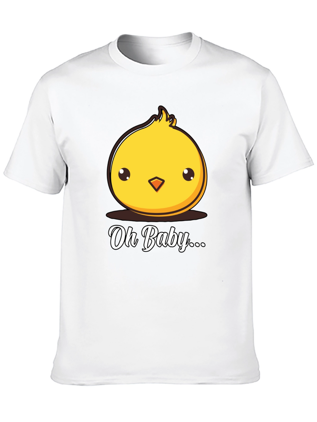 Cute Chick Oh Baby Graphic Black T-Shirt